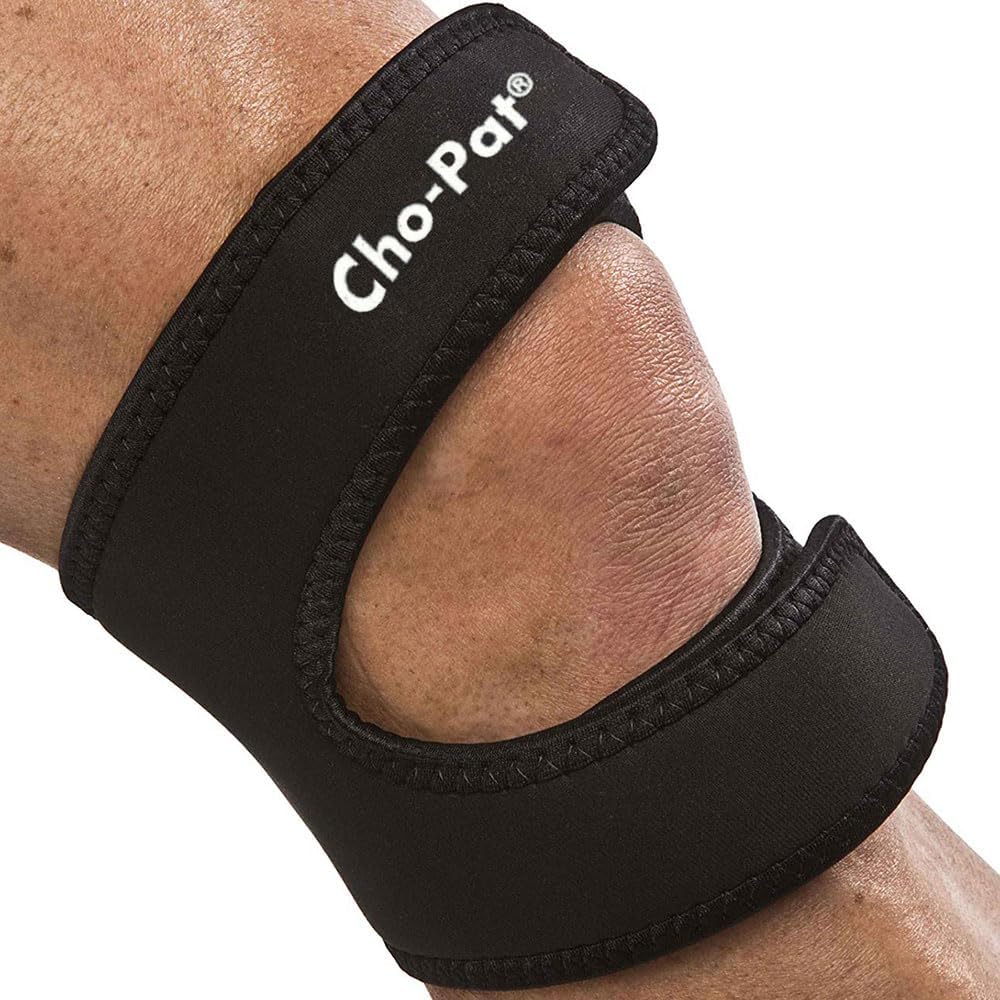 Featured Image for Cho-Pat Dual Action Knee Strap, Provides Full Mobility and Pain Relief for Arthritic, Weakened Knees, Tendonitis, Osgood Schlatter’s, Meniscus Tears, and Chondromalacia, Black, Medium