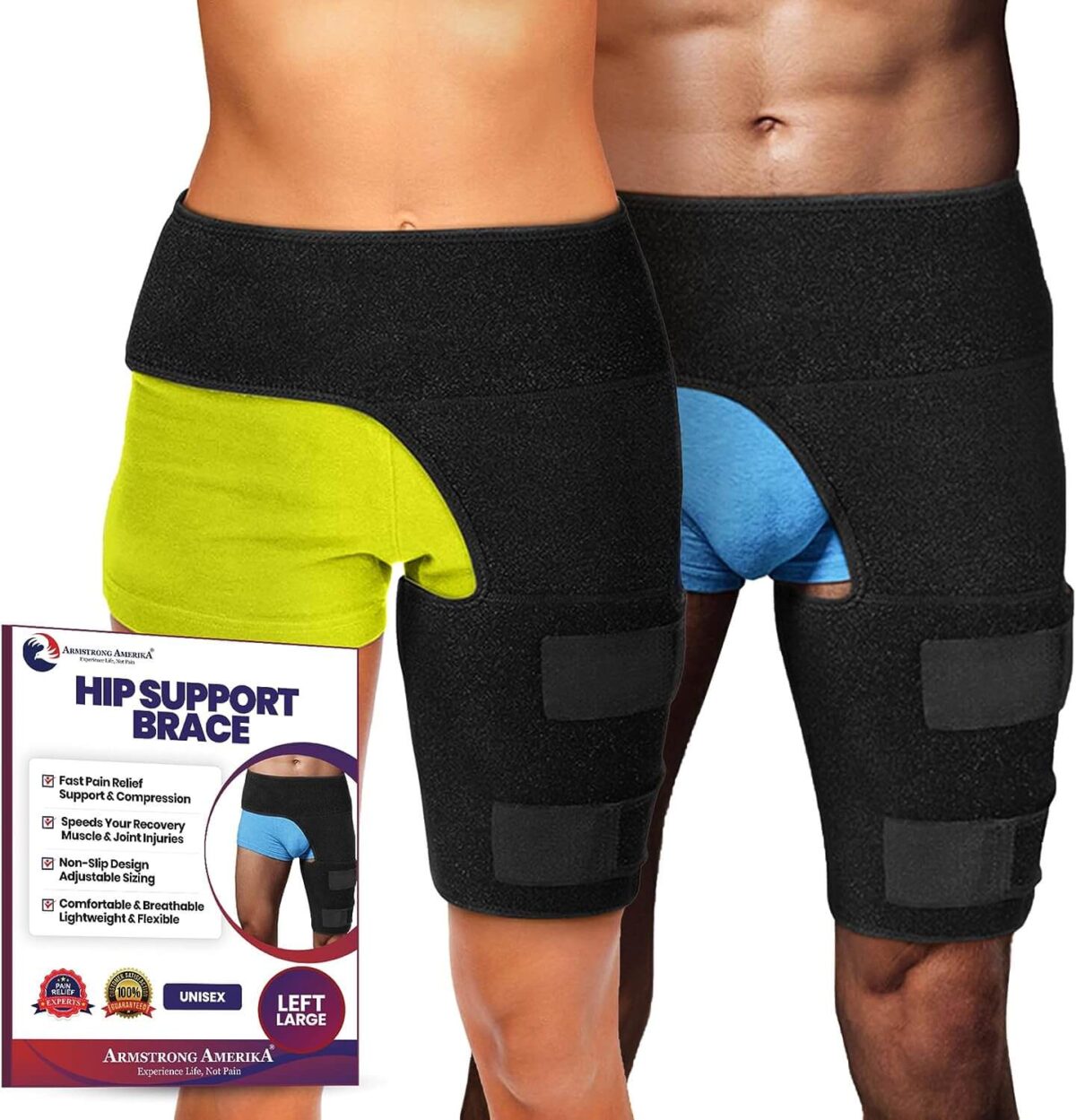 Featured Image for Hip Brace Thigh Compression Sleeve | Hip Sciatica Pain Relief Device Brace | Hamstring & Groin Compression Sleeve Wrap for Sciatic Nerve Relief | Hip Support Brace for Women & Men | Large / Left