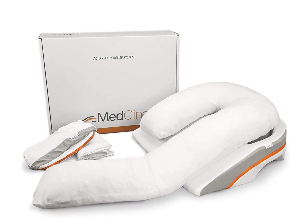 Featured Image for MedCline Acid Reflux and GERD Relief Bed Wedge and Body Pillow System Bundle with Extra Set of Cases, Medical Grade and Clinically Proven Results, Removable Cover, Size Small (for 4’8″ to 5’4″ Tall)